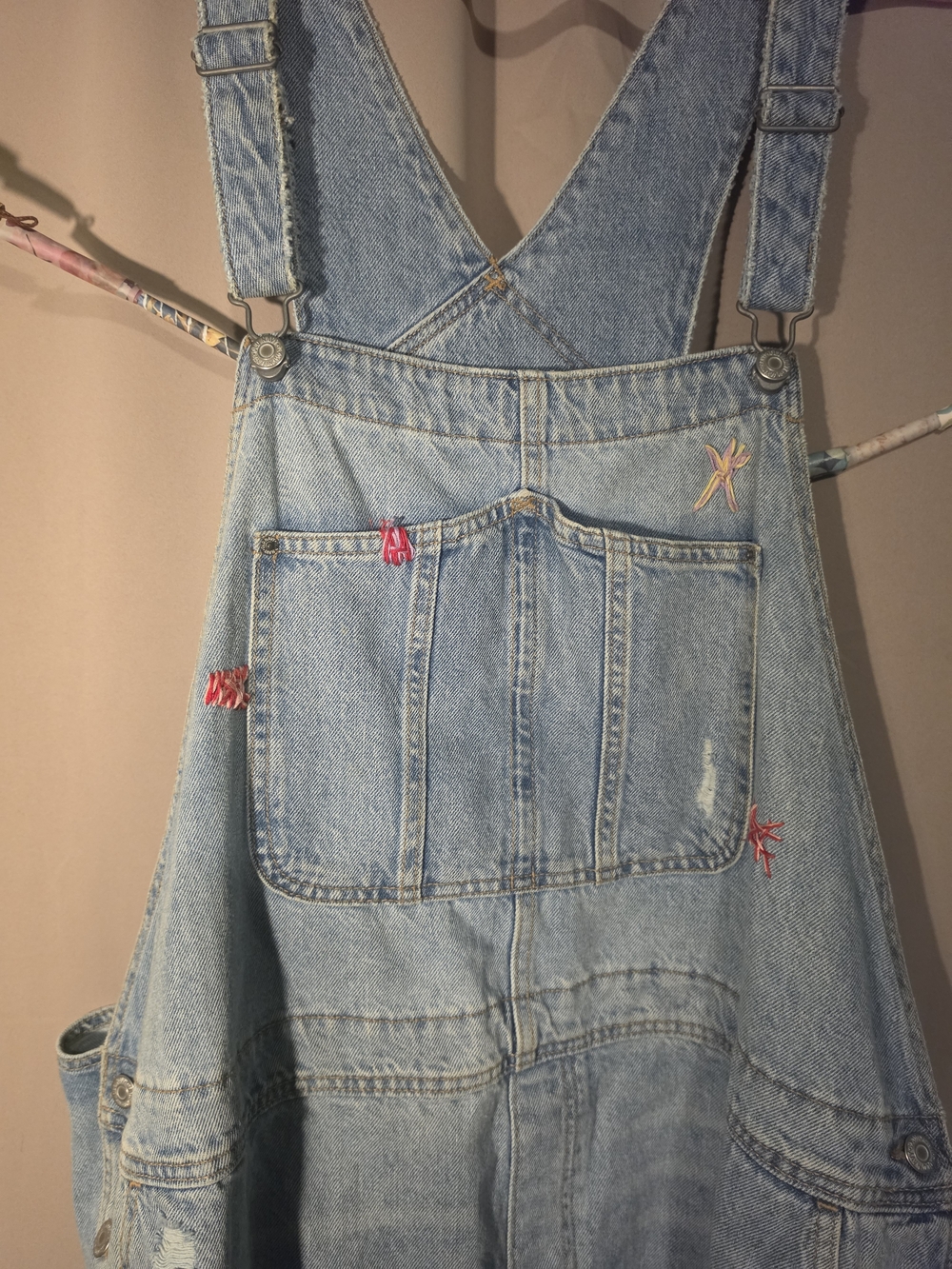 Old Navy 3X Overall Shorts - Like New With Small Custom Accents - Picture 2 of 6